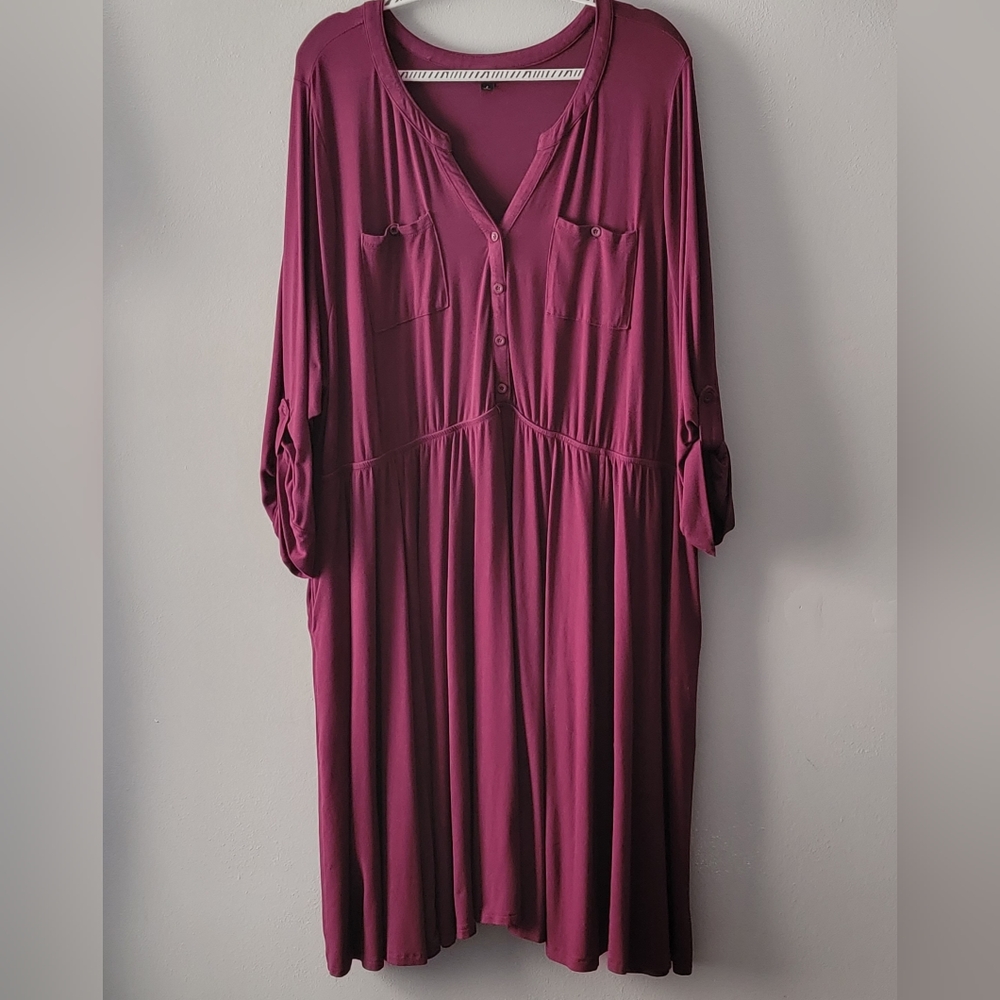 Torrid womens jersey split neck dress with pockets